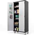 72ft Tall Garage Storage Cabinet with Wheels and Locking Doors - Heavy