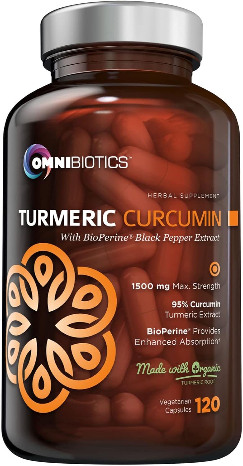 High Potency Turmeric Curcumin with Black Pepper 120 Vegan Capsules