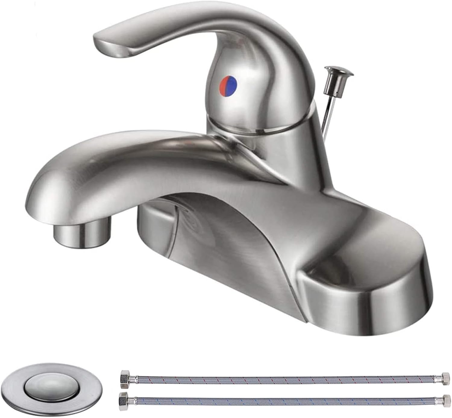 WOWOW Bathroom Faucet Low Arc Single Handle 4 inch Centerset