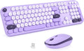 Wireless Keyboard and Mouse Combo Full Size Retro Round Keys - Vibrant