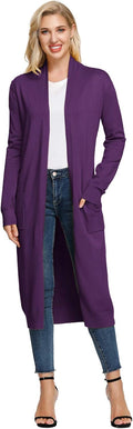 GRACE KARIN Women Open Front Maxi Long Knitted Cardigan - Lightweight