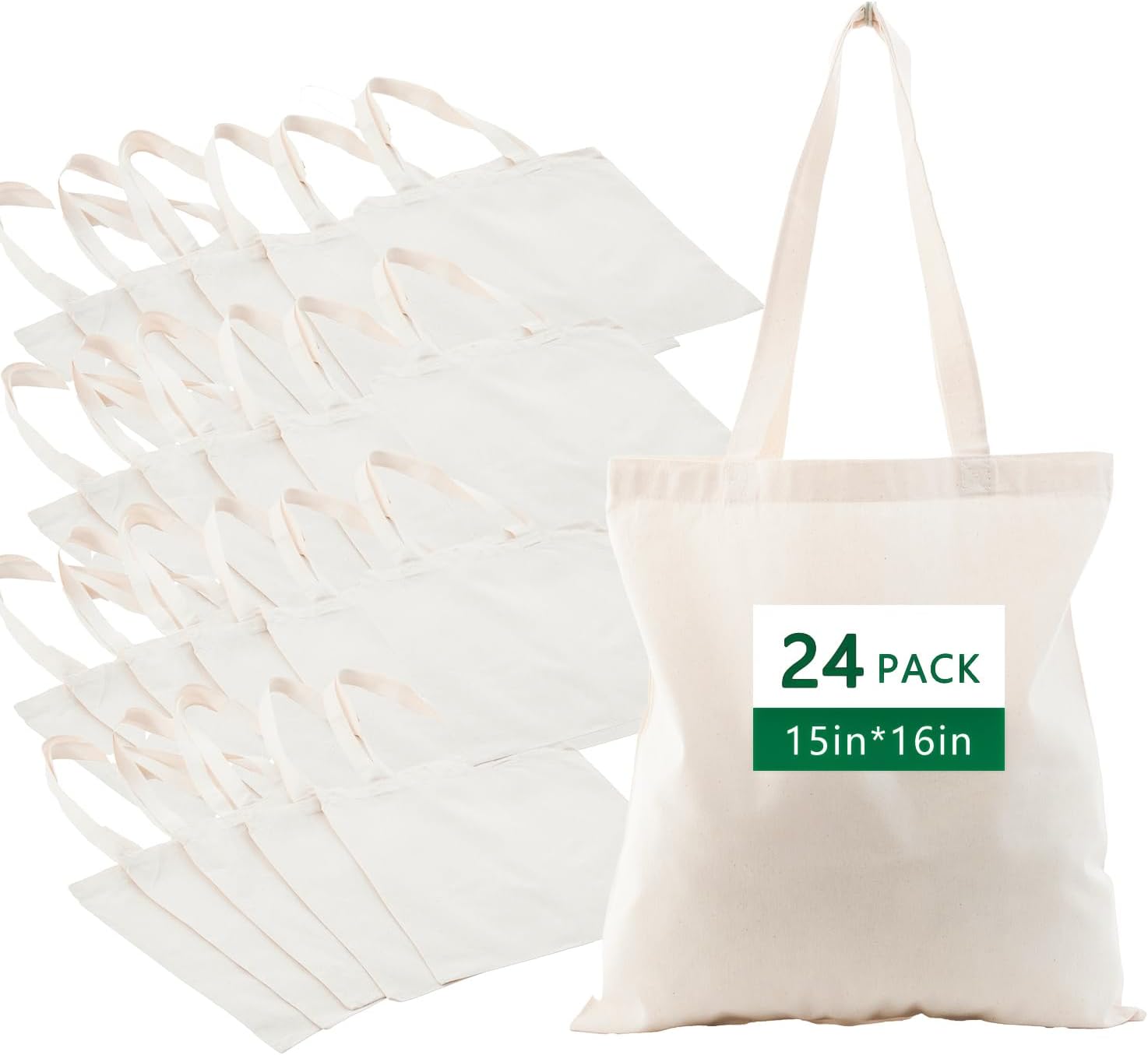 Canvas Tote Bags 15x16 for Grocery, Crafts, and DIY Projects