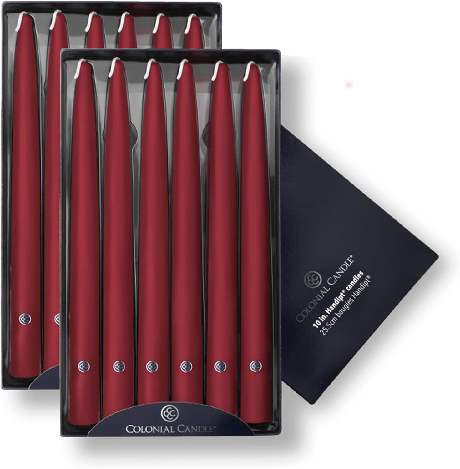 Elegant Hand Dipped Taper Candles in Traditional Cranberry Color