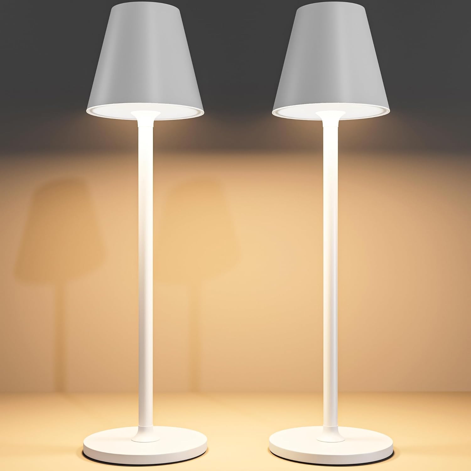 2 Pack LED Cordless Table Lamp with Rechargeable Battery for Home