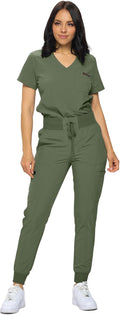 Slim Fit Stretchy Scrubs Women's Jogger Scrub Set - Comfortable Fit is