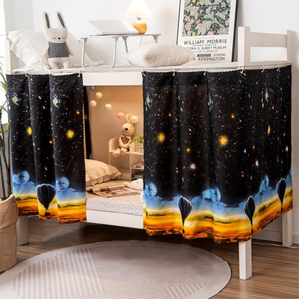Dorm Privacy Curtains for Bunk Beds - 350g Dustproof Blackout Panels