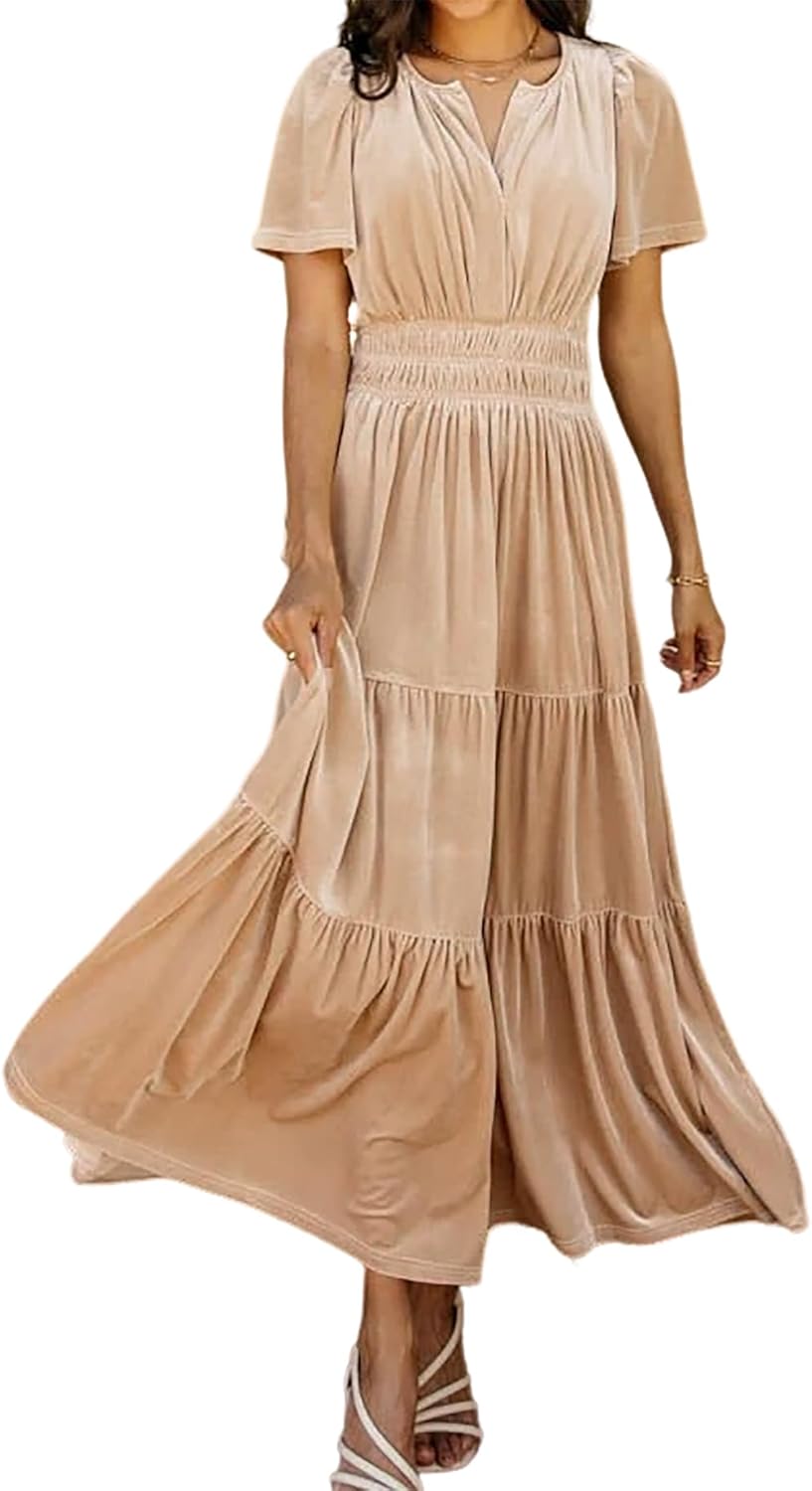 R.Vivimos Women's Vintage Velvet Dress for Fall and Winter Wear