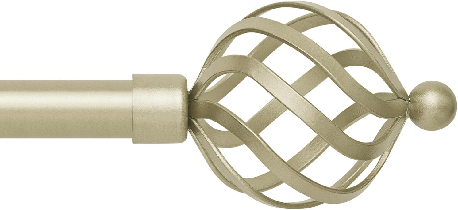 Adjustable Heavy Duty 3/4 Curtain Rod w/ Twisted Cage Finials - Coquilles