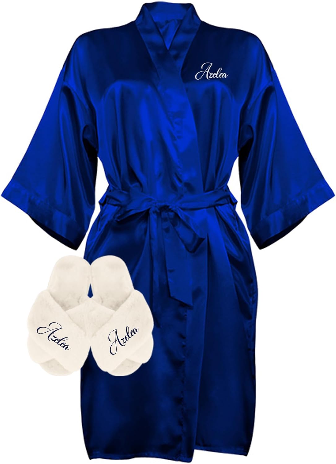 Custom Women Satin Robes and Slippers Gift Set for Her