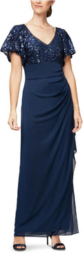 Alex Evenings Sequin Bodice Empire Waist Long Dress