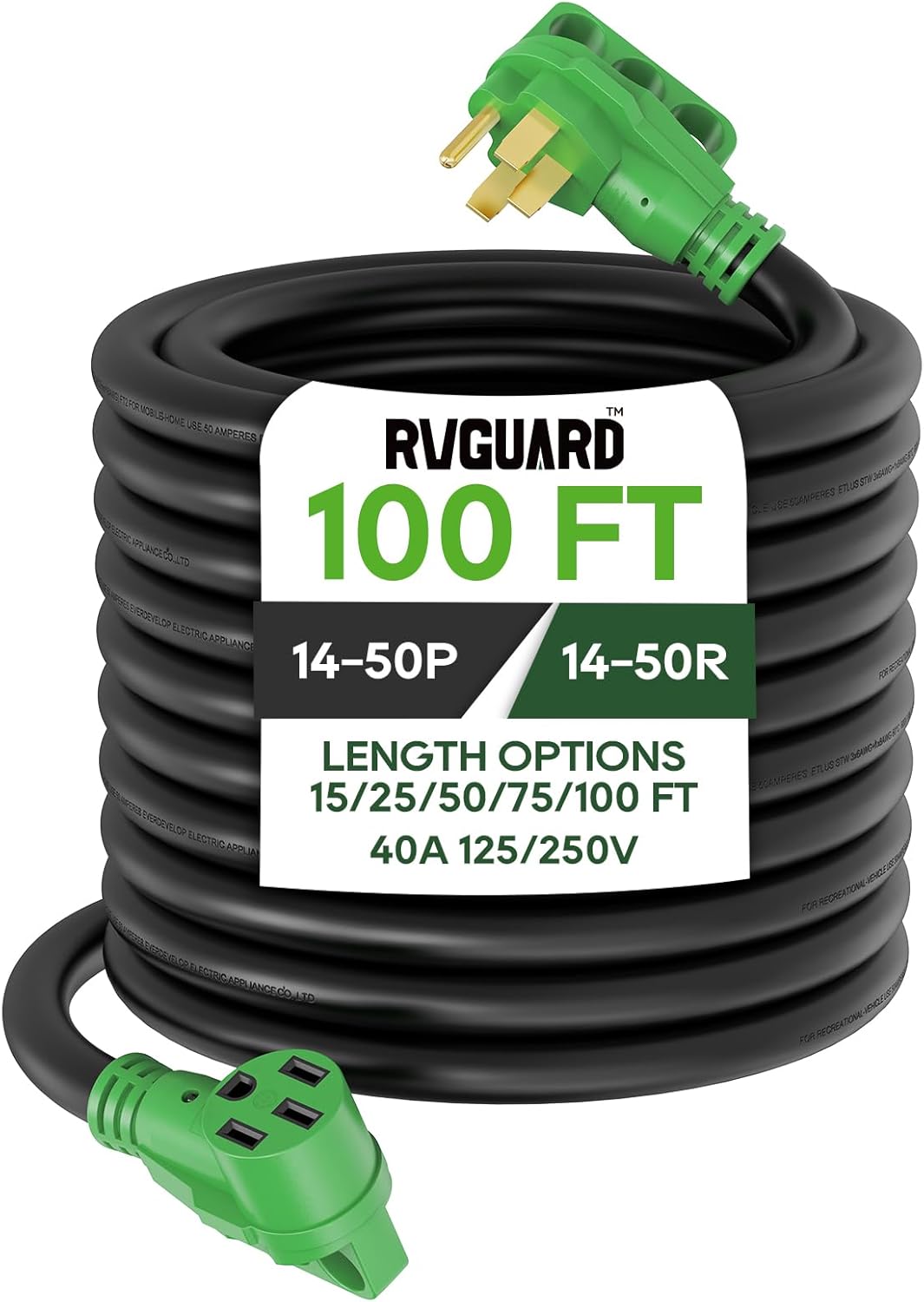 RVGUARD 40 Amp 100 Foot RV/EV Extension Cord with LED Indicator
