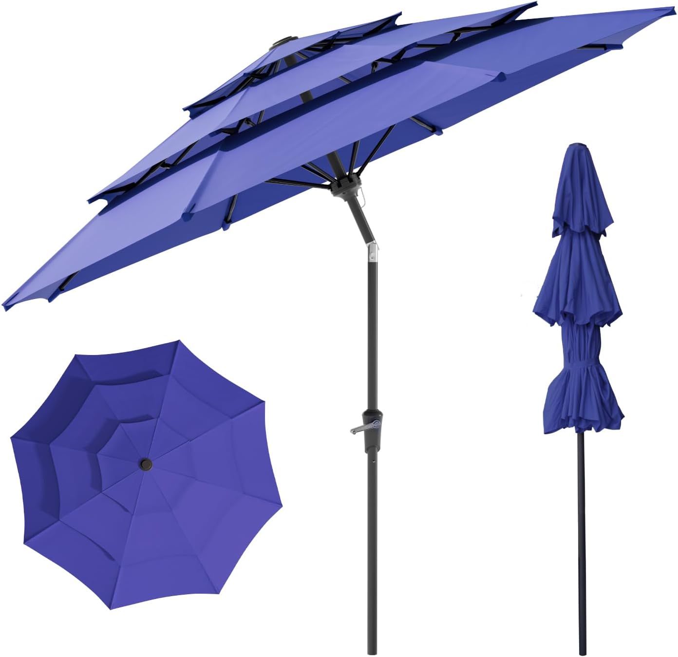Beanss Outdoor Patio Umbrella with Crank and Push Button Tilt
