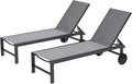 Chaise Lounge Set with Wheels and 5-Position Recline - Outdoor Patio
