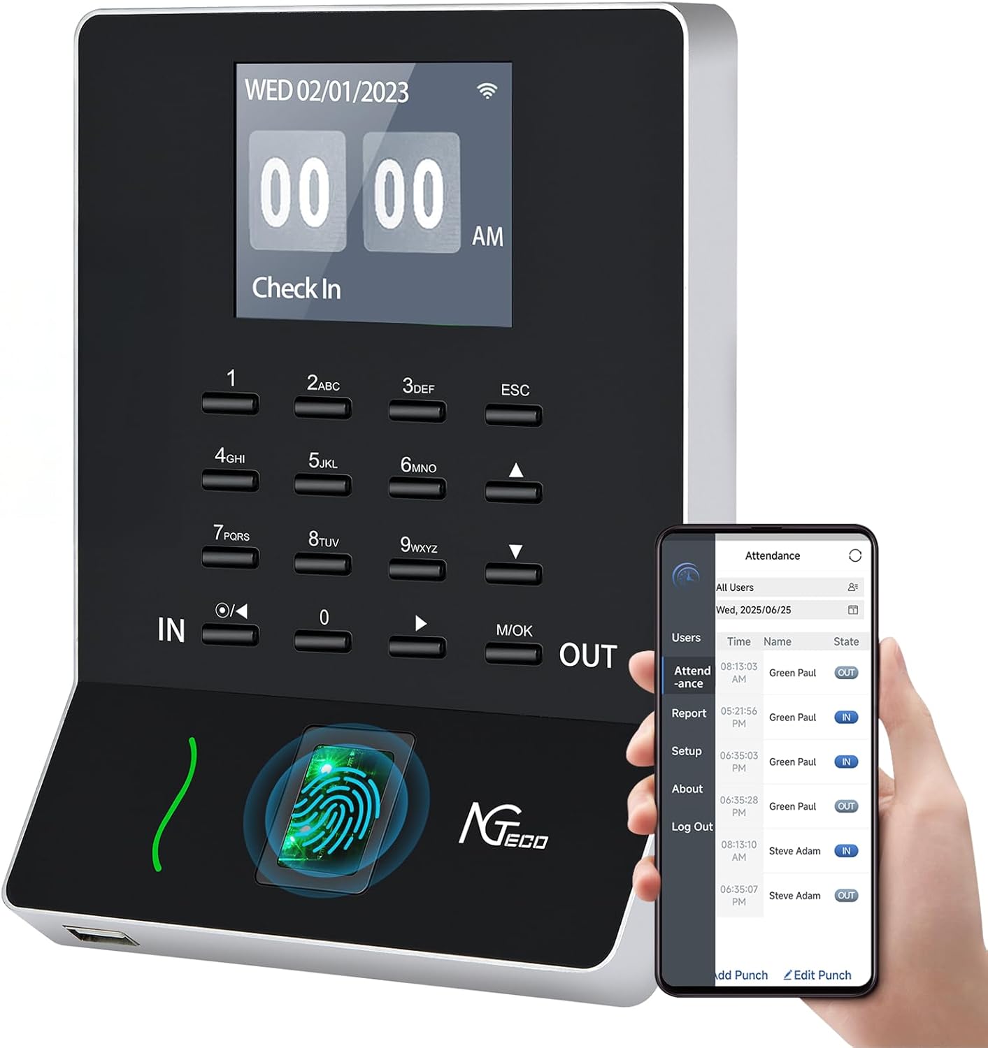 NGTeco APP-Based Time Clocks for Employees Small Business