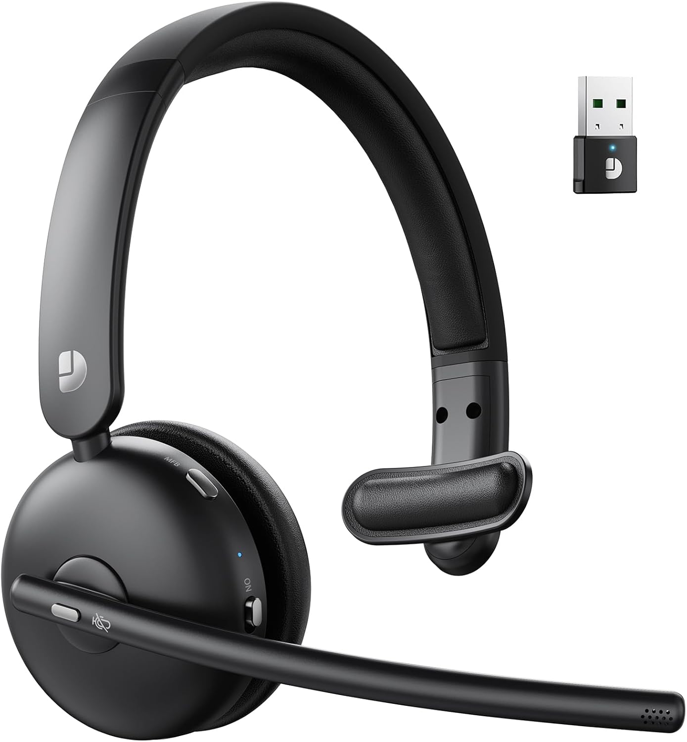 Wireless Headset with Mic for Work - AI Noise Cancelling Tech