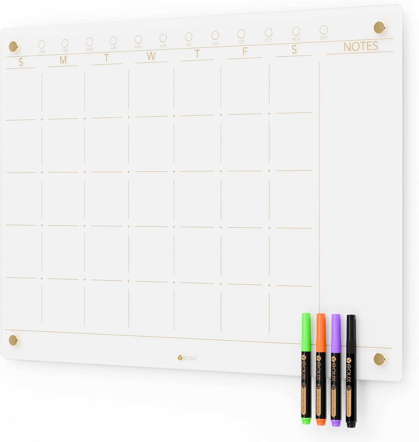 Glass Monthly Dry Erase Calendar Whiteboard for Home Office