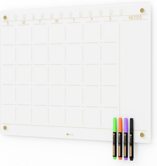 Glass Monthly Dry Erase Calendar Whiteboard for Home Office