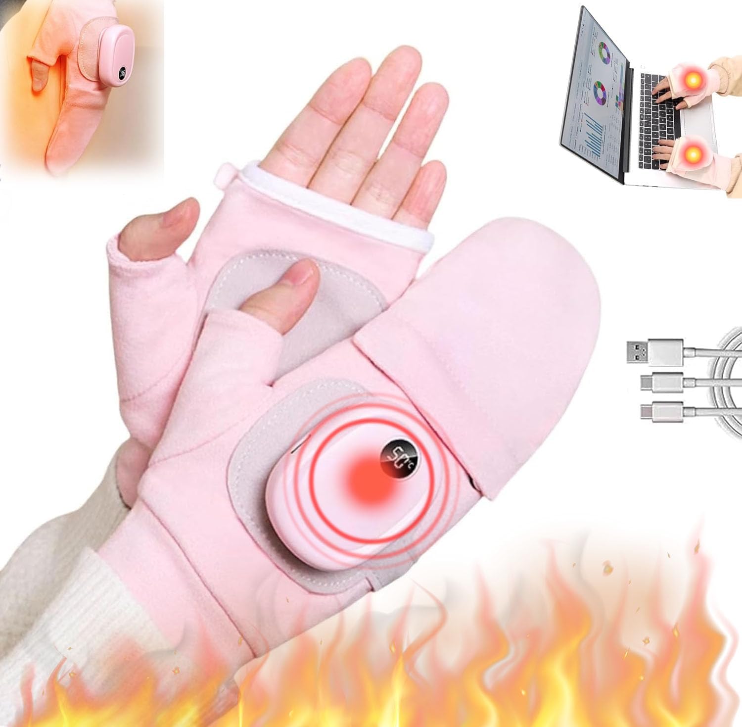 2025 Smart Heated Fingerless Gloves