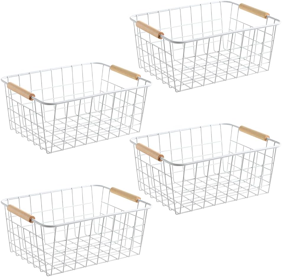 Kitchen Wire Baskets for Farmhouse Decor and Food Storage