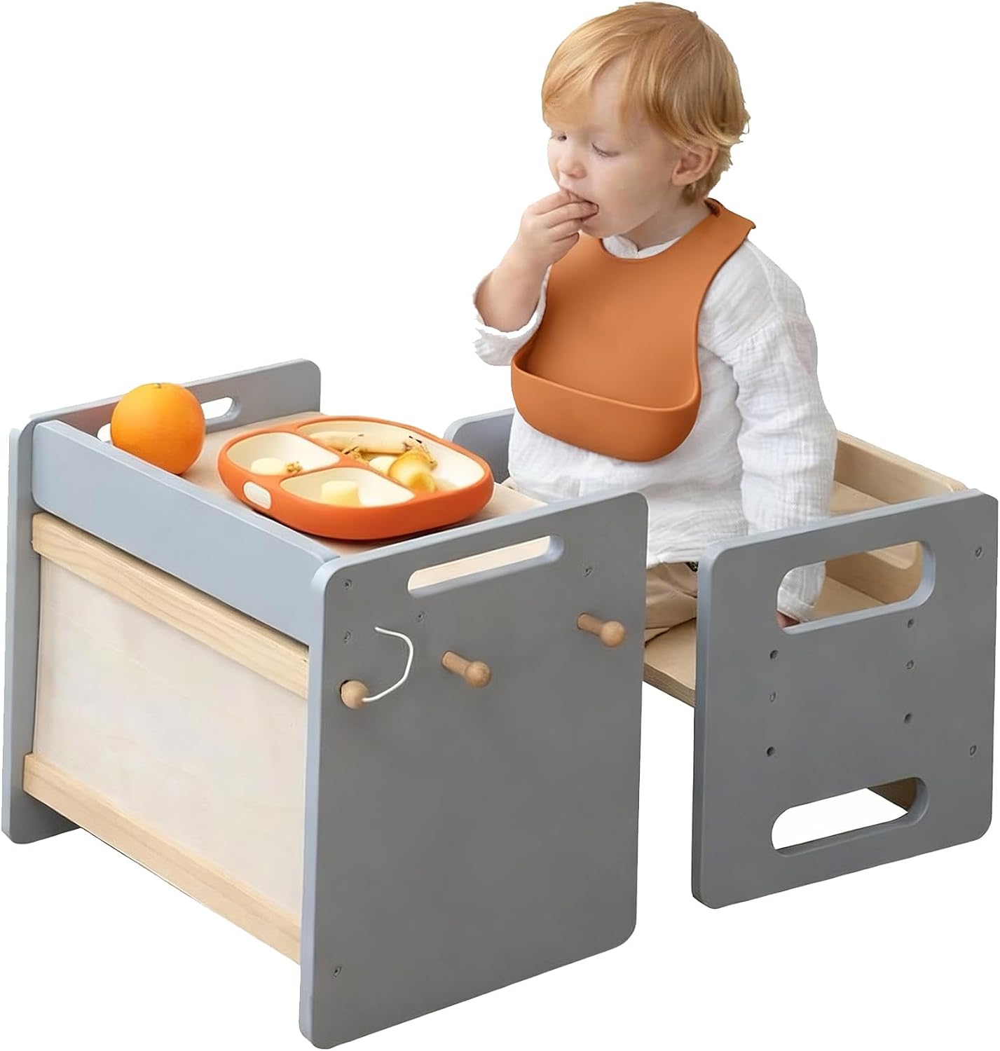 Montessori Weaning Table and Chair Set for Toddlers - Grey