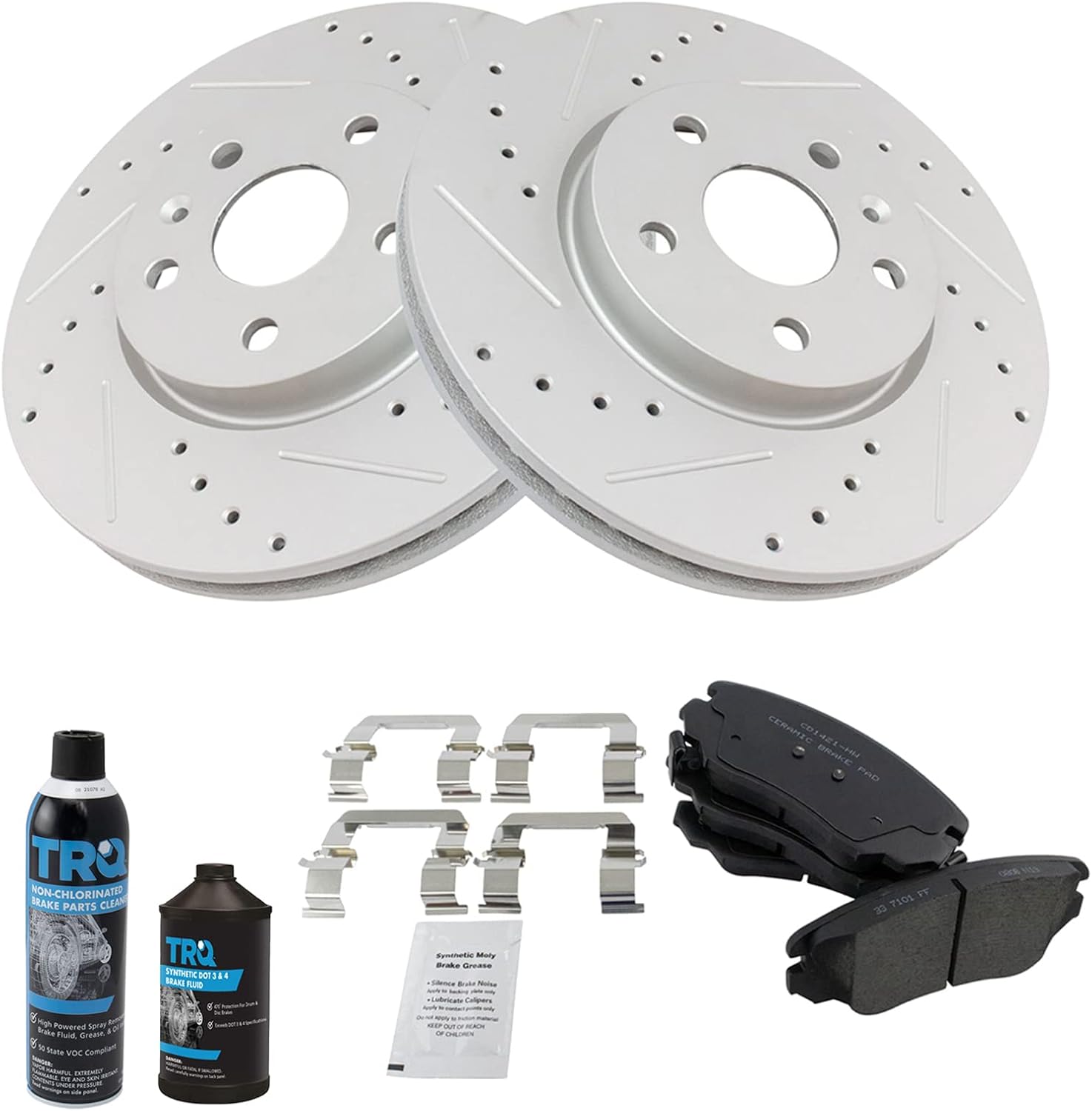 TRQ Front Brake Pad & Rotor Kit for Equinox, Impala, LaCrosse