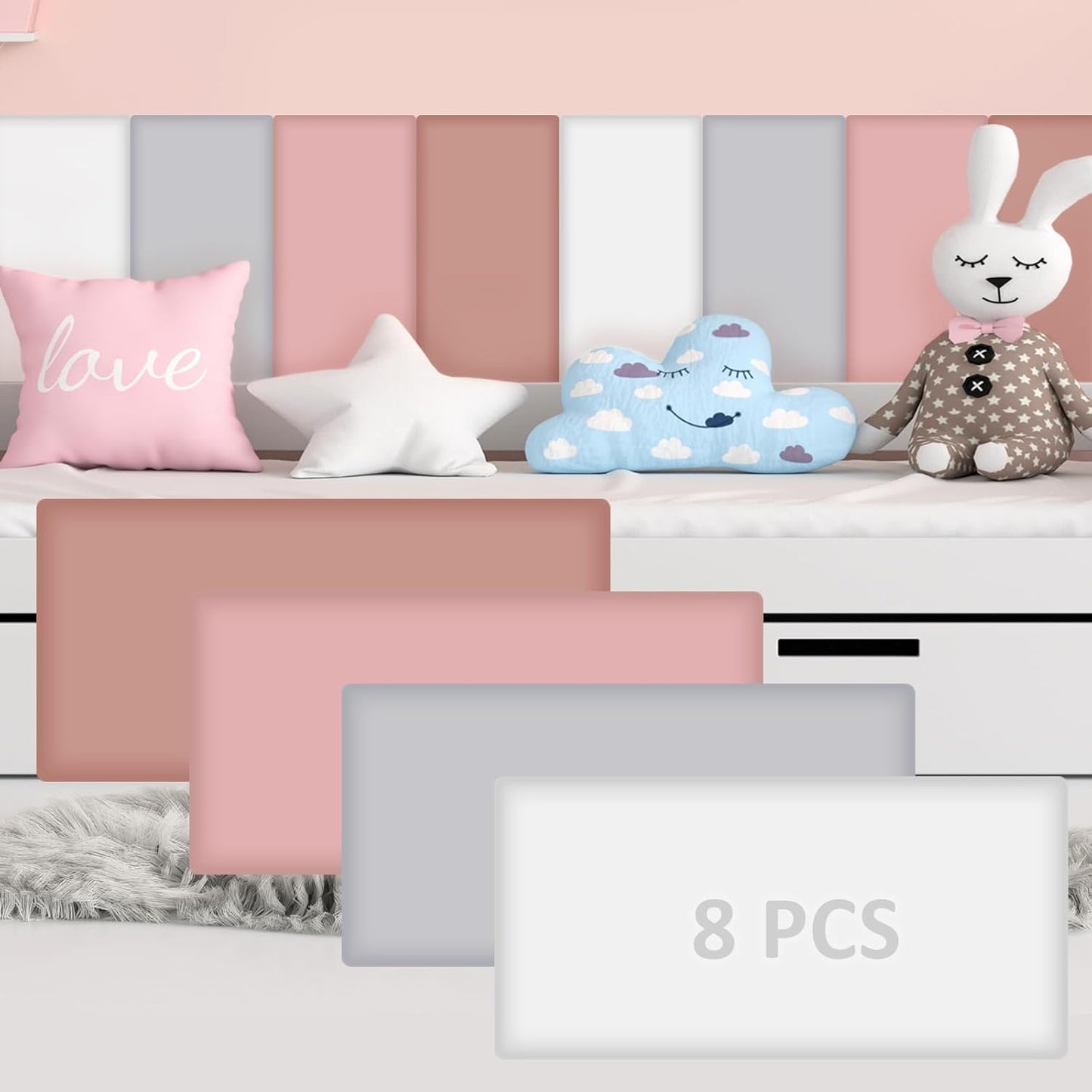 8 Pack Wall Padding for Playroom Peel and Stick Headboard Panels
