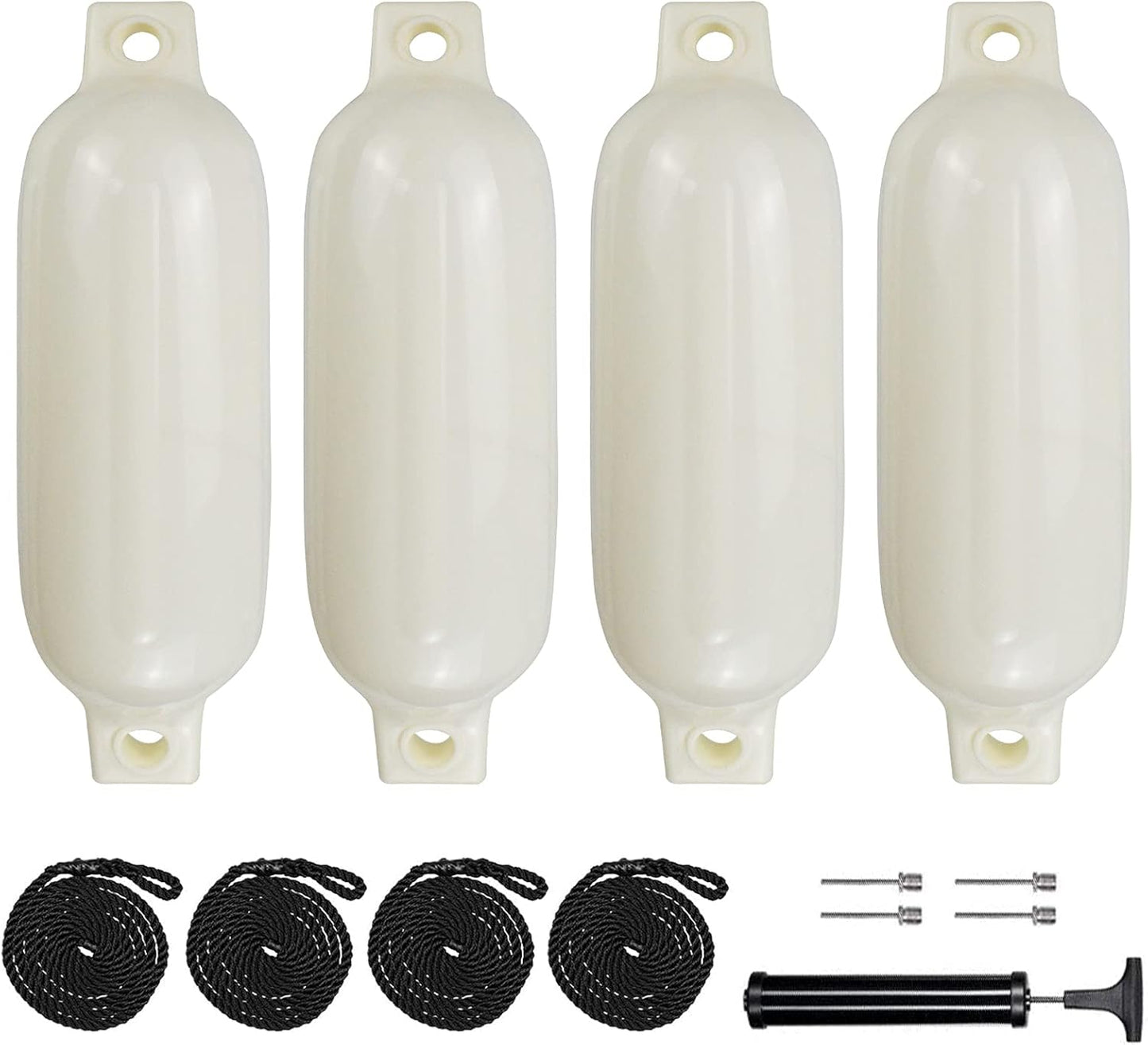 Inflatable Ribbed Marine Boat Fenders 4 Pack for Docking