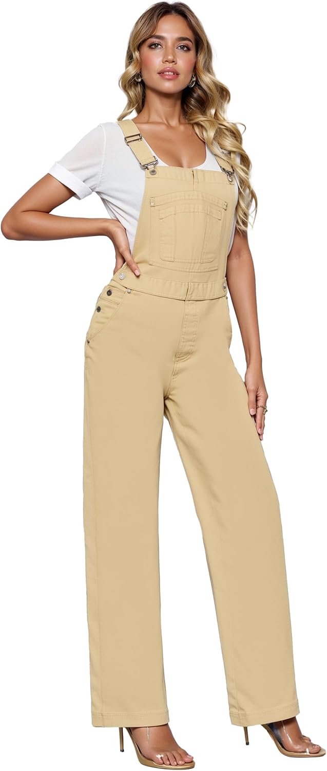 Hybrid & Company Womens Super Comfy Stretch Denim Jumpsuit