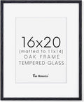16x20 Picture Frame Black Oak Wood Poster Frame with Mat - Elegant