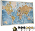 Canvas World Map Cork Pin Board 70x50 cm - Decorative