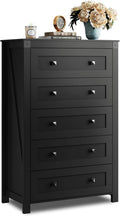 Farmhouse 5 Drawer Dresser for Bedroom - Tall Rustic Storage