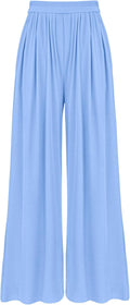 Womens Wide Leg Palazzo Pants - Comfortable High Waist Knit Trousers