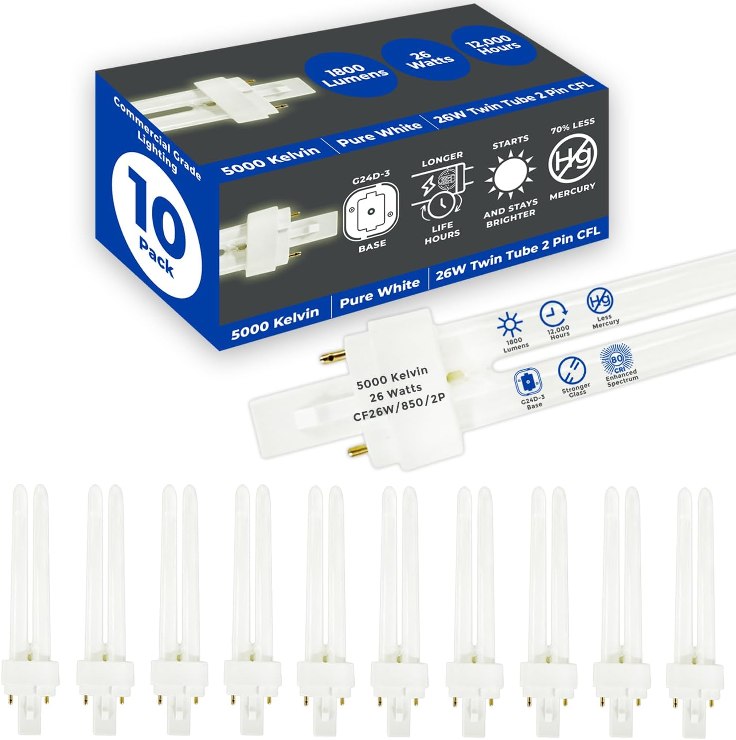 GoodBulb CFL PL 10 Pack Parent - Bright 5000K 26W Lighting