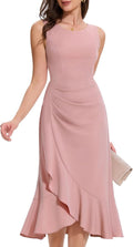Women Long Bodycon Fall Wedding Guest Ruffle Semi Formal Dress