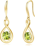 FANCIME Dangle Drop Infinity Birthstone Earrings - Dainty Peridot
