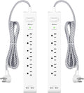 2 Pack Power Strip - 15FT Extension Cord Surge Protector with USB