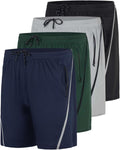 Men's Mesh Athletic Zipper Shorts 7in Inseam 4-Pack - Workout Ready