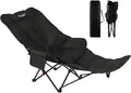 Black Folding Camping Cot Chair with Removable Footrest - 300 lb