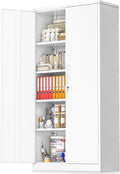 Greenvelly White Metal Storage Cabinet for Home Office and Garage