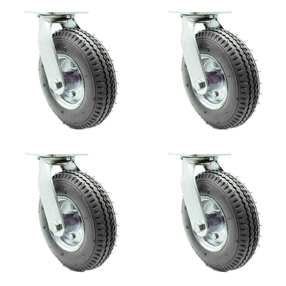 8 Inch Swivel Pneumatic Casters Set of 4 for Heavy Duty Use