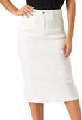 Allegra K Denim Skirt for Women High Waist Midi with Back Split