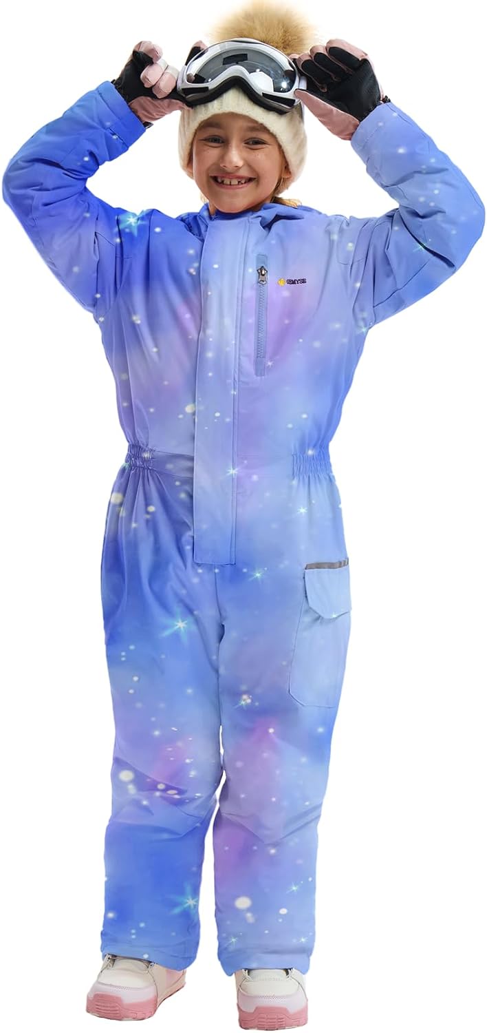 GEMYSE Kids One Piece Ski Suit for Winter Outdoor Fun