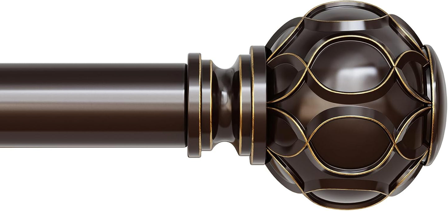 Long Bronze Curtain Rod for Windows 72 to 144 Inch Adjustable