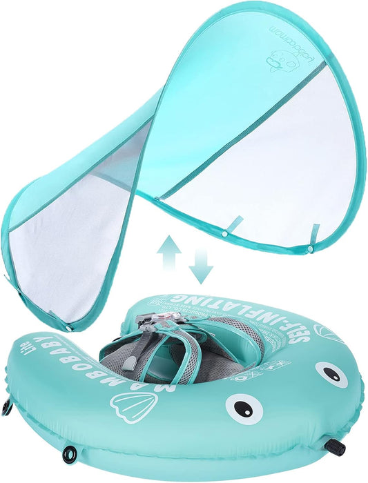 Mambobaby Compressible Folding Baby Float with Sun Canopy Green