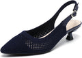 Youngshow Womens Adjustable Slingback Heels - Comfortable Knit Pumps