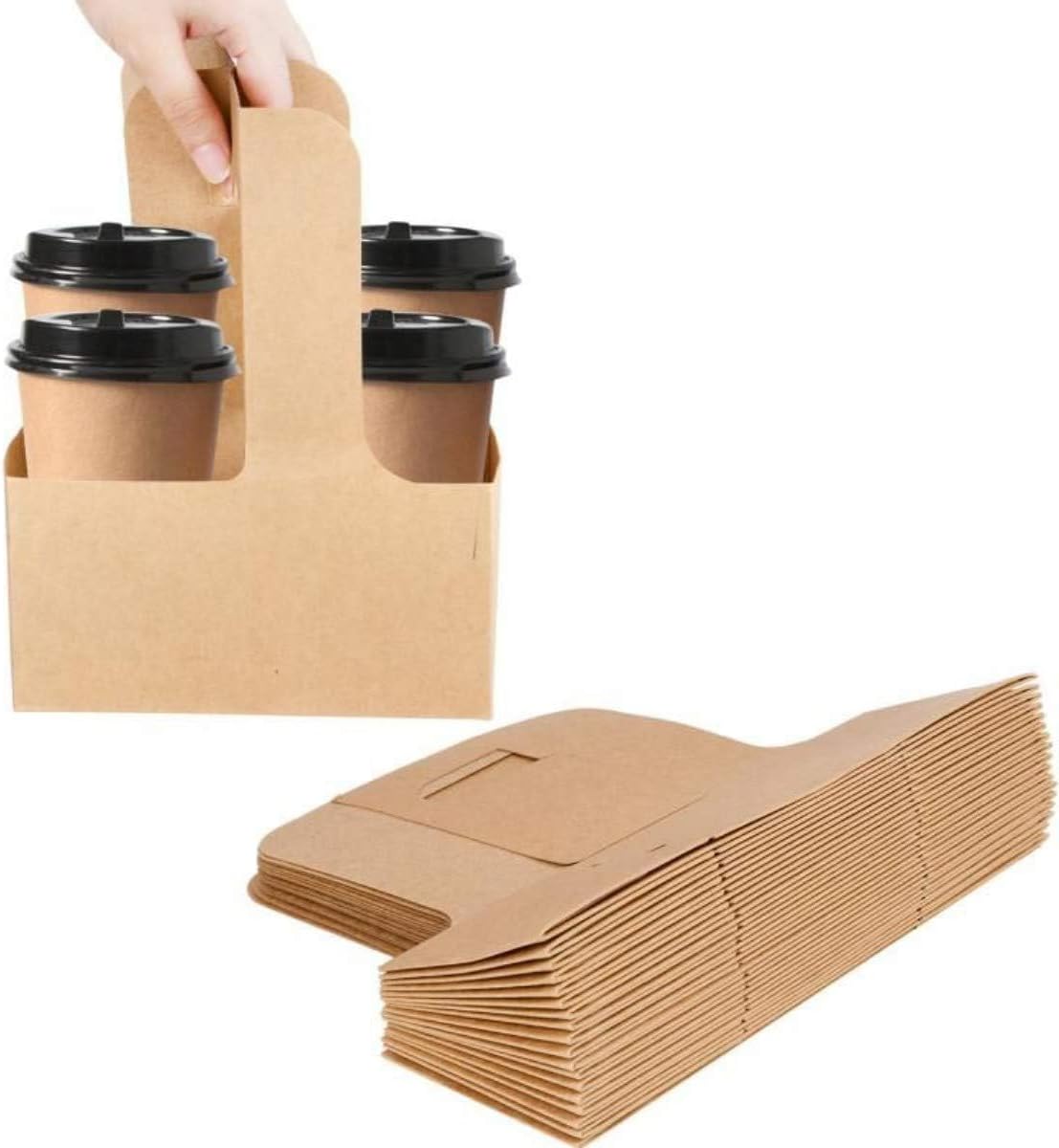 Kraft Drink Carrier with Handles for 2 or 4 Cups - 100 Pack
