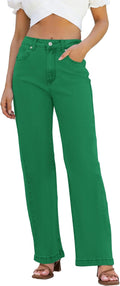 Womens High Waisted Straight Leg Jeans - Lightweight Tummy Control Dry
