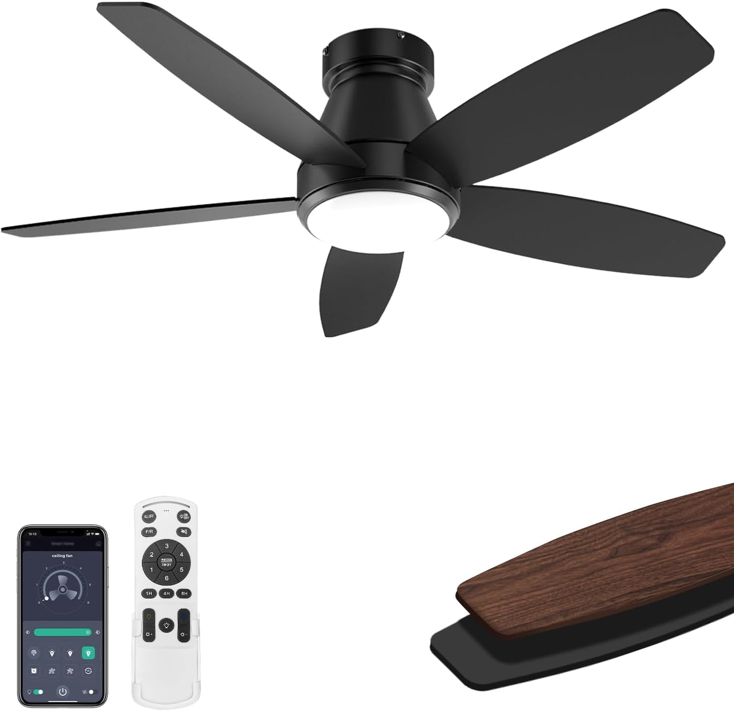 Ceiling Fans with Lights: 42 inch Dimmable Remote Control Fan