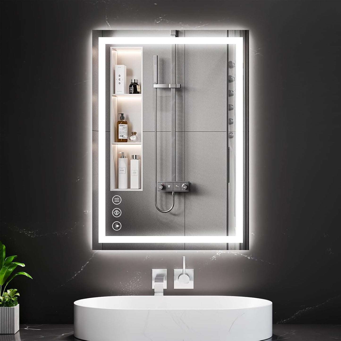 Koonmi 20x28 LED Bathroom Mirror with Backlit & Front Lit