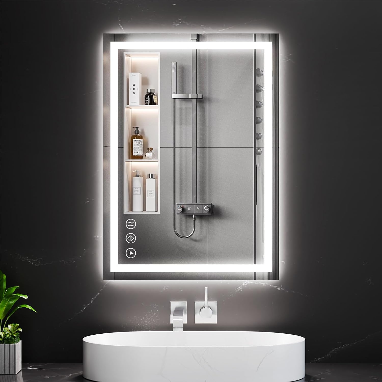 Koonmi 20x28 LED Bathroom Mirror with Backlit & Front Lit
